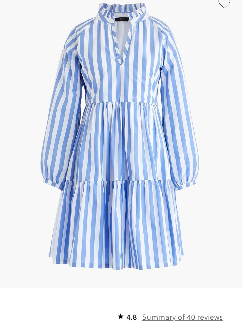 J. Crew Tiered popover dress in striped cotton poplin